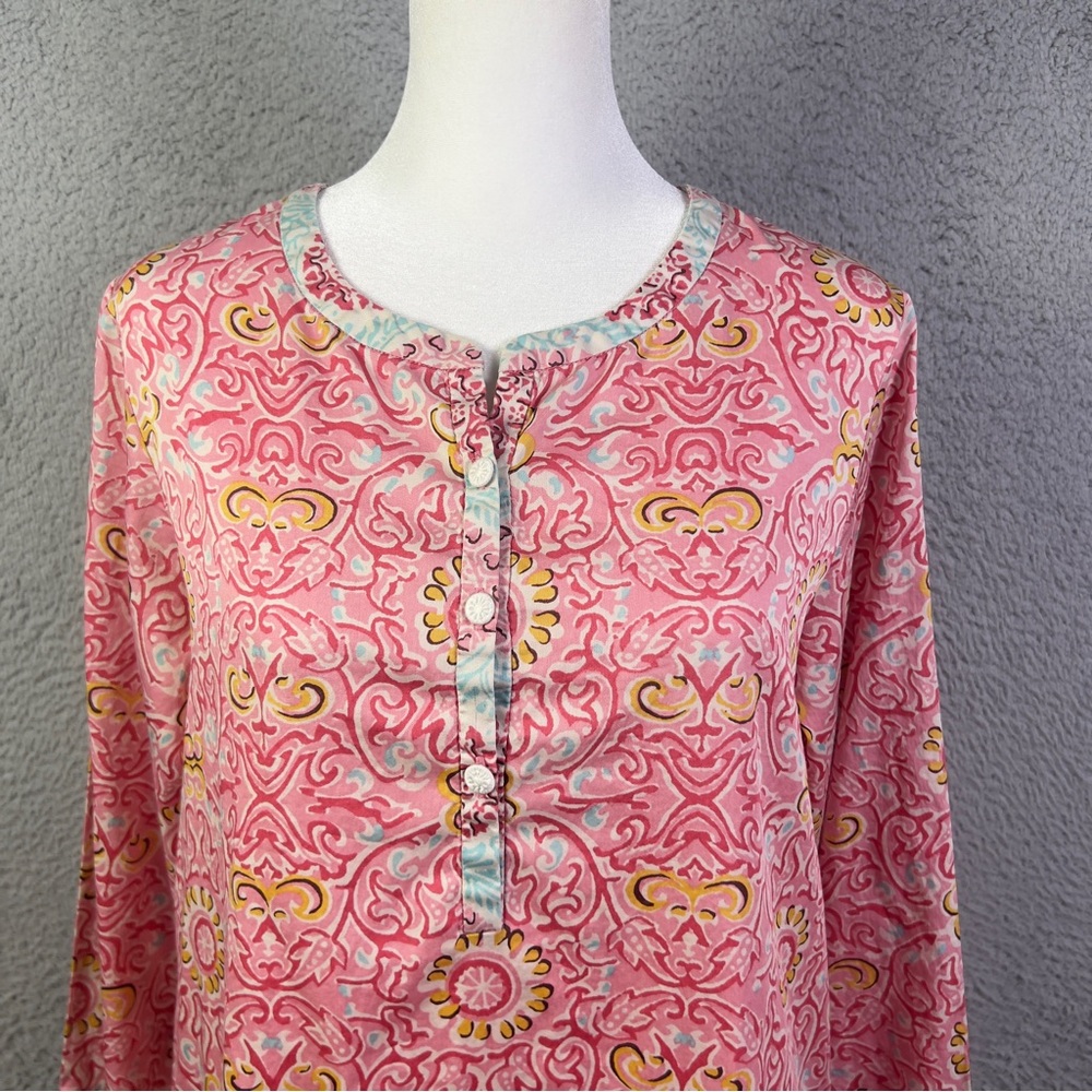 Oscar De La Renta Dress Womens XS Multicolor Henley Neck Preppy Casual Cotton - Picture 2 of 8